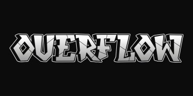 Abartılı kelime psikedelik graffiti tarzı harfler. Vektör el çizimi çizgi film logosu taşkınlığı illüstrasyonu. Komik garip mektuplar, moda, tişört için graffiti tarzı baskı, poster.