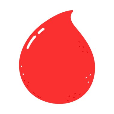 Neşeli bir kan damlası, neşeli bir tasarım konsepti. Vektör el çizimi çizgi film kawaii karakter çizimi simgesi. Beyaz arka planda izole edilmiş. Kan damlası karakter konsepti