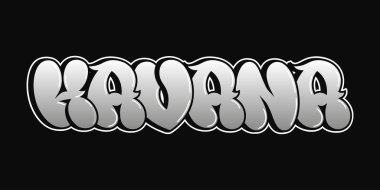 Kalın harfler, Havana 'yı siyah bir arka plana karşı eşsiz bir grafiti tarzıyla heceliyor. Tasarım, kentsel sanat estetiğini geliştiren parlak bir efekt içeriyor..