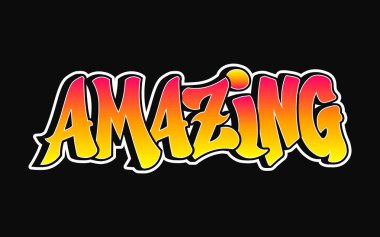 Kalın graffiti harfleri, beyaz çizgili canlı bir renk gradyanı ile 