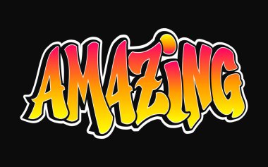 Kalın graffiti harfleri, beyaz çizgili canlı bir renk gradyanı ile 