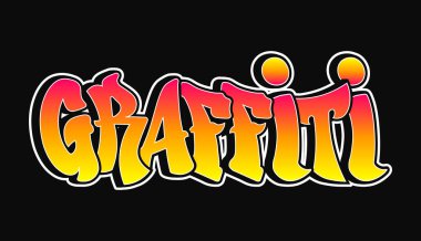 Bu resim renkli graffiti sanatını gözler önüne seriyor, parlak ve koyu renklerde graffiti sözcüğü yaratıcı projeler için mükemmel..