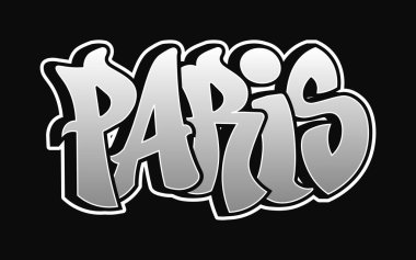 Paris kelimesi siyah bir arkaplana karşı stilize edilmiş grafiti harfleriyle gösterilir. Tasarım beyaz hatlı üç boyutlu bir efekt içerir..