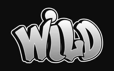 Yaban hayatı kavramını aktaran siyah arka planda gümüş renginde vahşi harfler ve siyah renkte gölgeler.