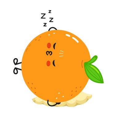 Tatlı, turuncu çizgi film karakteri mışıl mışıl uyuyor, tatlı yüz ifadeleri ve detaylarıyla tasvir ediliyor..