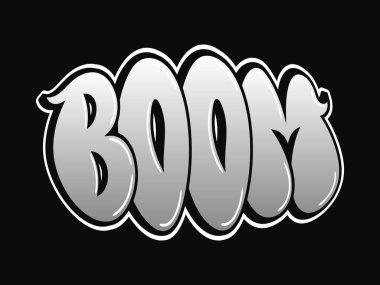 Gümüş graffiti harfleri imla patlaması, çarpıcı görsel etki ve şehir sanatsal tarzı ile patlayıcı ses efekti yaratıyor