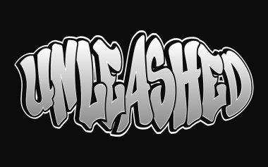 Çarpıcı bir grafik tasarımı siyah bir arkaplana karşı cesur ve graffiti tarzında 