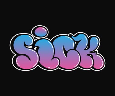 Havalı şehir tasarımı için canlı renkler ve parlak röfleler içeren sokak sanatı tipografisi yaratmak iğrenç bir kelime