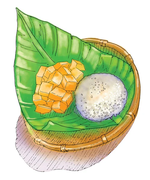 Mango Rice Akwarela Ilustracja Wektor — Wektor stockowy