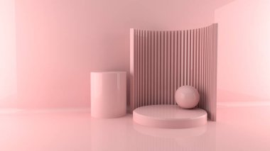 Pembe cam kürsülü modern arka plan platformu. Arkaplan vektörü 3D kristal modern podyum platformu. stand show kozmetik ürünü. Modern 3D stüdyo platformunda sahne gösterisi
