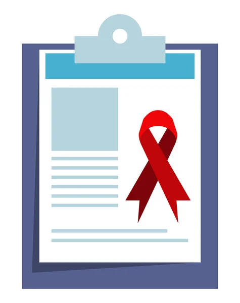 Aids Day Ribbon Clipboard Icon — Stock Vector