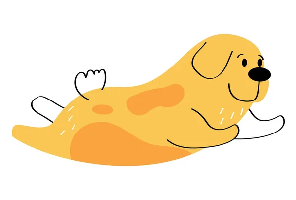 Yellow Dog Lying Mascot Character — Stock Vector