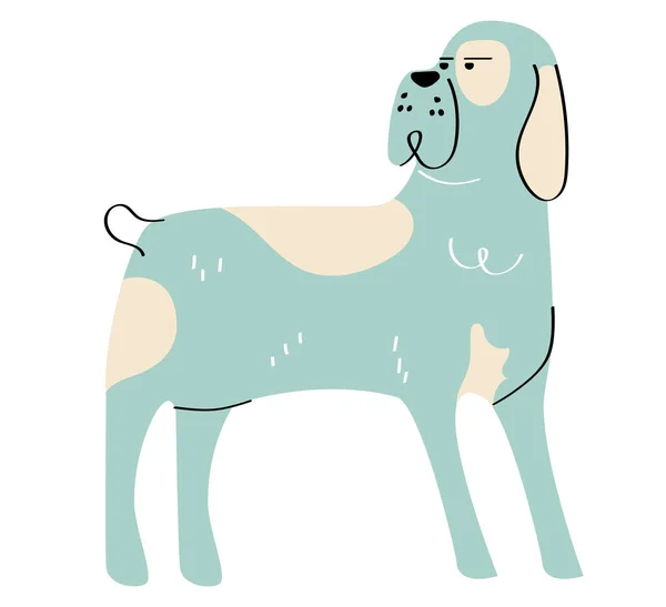 Blue Dog Standing Mascot Character — Stock Vector