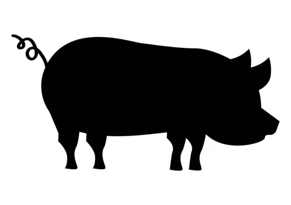 豚のシルエットファーム動物のアイコン — ストックベクタ