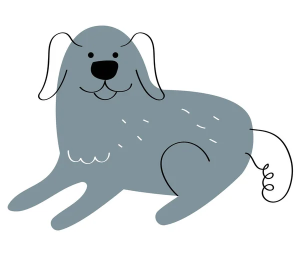 Gray Dog Lying Mascot Character — Stock Vector