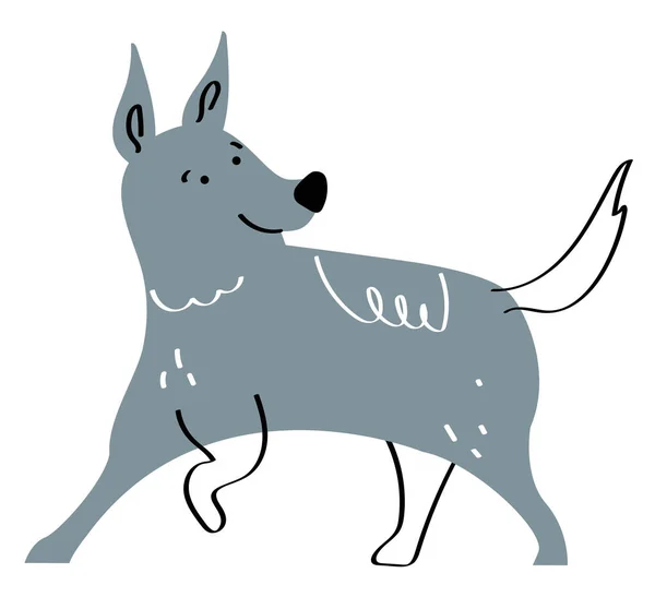 Gray Dog Walking Mascot Character — Stock Vector