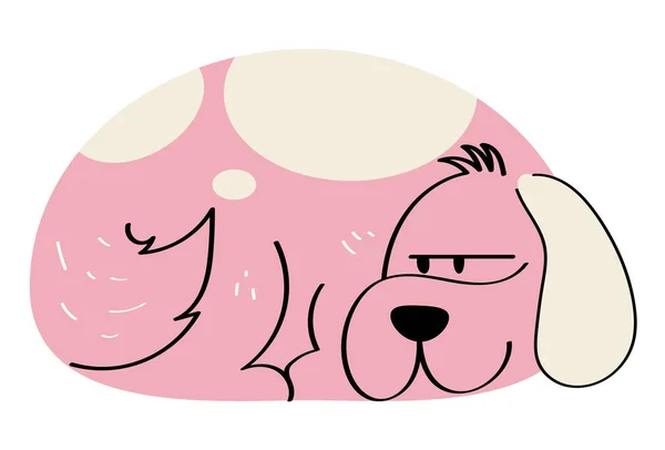 粉红狗躺在吉祥物上 — 图库矢量图片