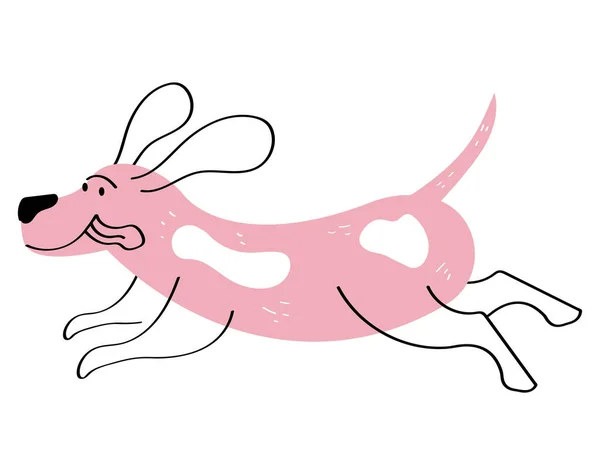 Pink Dog Running Mascot Character — Stock Vector