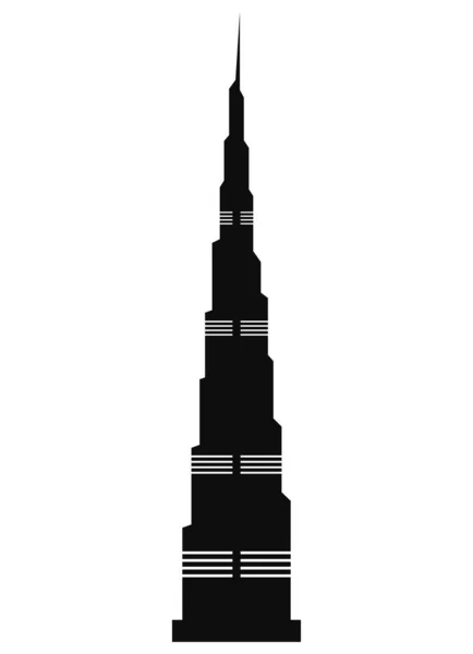 Burj Khalifa Edifício Ícone Silhueta — Vetor de Stock