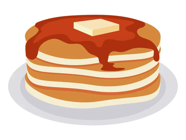 Pancake Dengan Ikon Sarapan Sirup - Stok Vektor