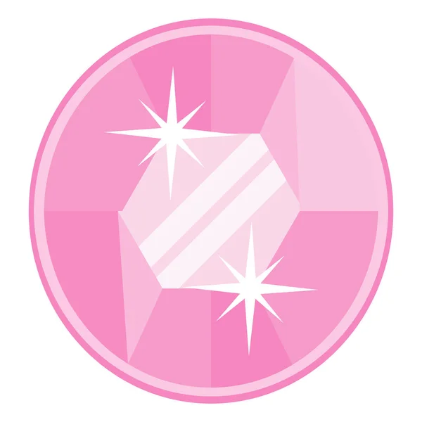 Roze Cirkel Edelsteen Luxe Kleur Pictogram — Stockvector