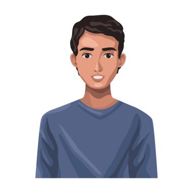 Gülümseyen genç adam Mutlu karakter