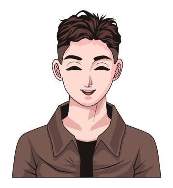 Sarışın genç adam gülümseyen karakter