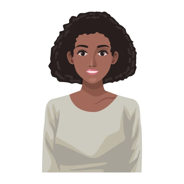 Afro Young Woman Happy Character — Stock Vector