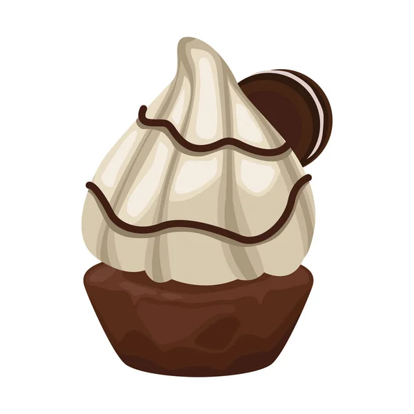 Dolce Cupcake Con Dolce Biscotti Cioccolato — Vettoriale Stock