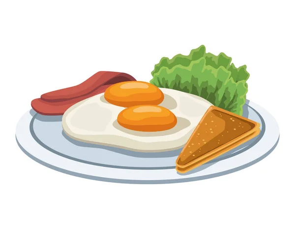 Bacon Ovos Ícone Pequeno Almoço — Vetor de Stock
