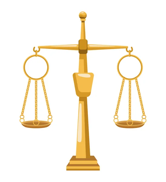 Gerechtigkeit Golden Balance Ikone Isoliert — Stockvektor