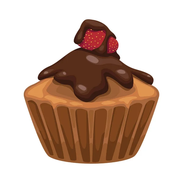 Süße Cupcake Mit Erdbeer Dessert — Stockvektor