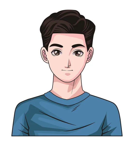 stock vector young man with blue shirt character