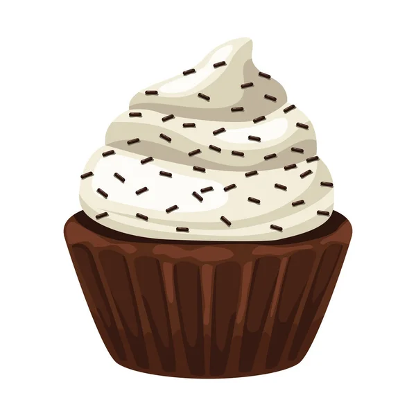 Cupcake Sucré Aux Pépites Chocolat — Image vectorielle