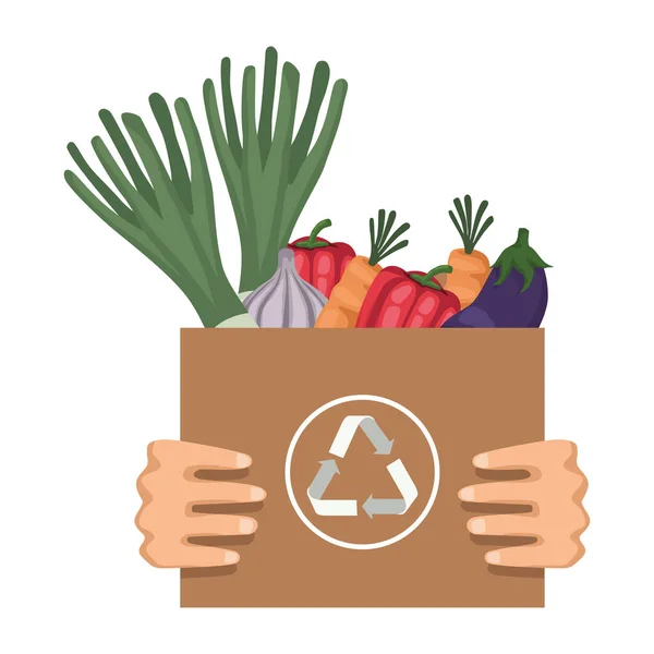 リサイクルボックスのアイコンの野菜 — ストックベクタ