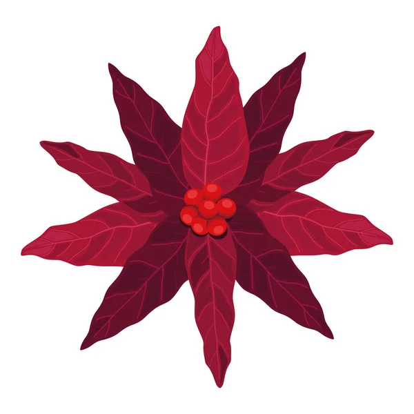 Navidad Flor Roja Icono Decorativo — Vector de stock