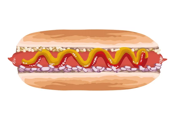 Báječný Hot Dog Rychlé Občerstvení — Stockový vektor