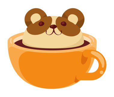 Kawaii faresi kahve fincanı çizgi roman karakteri