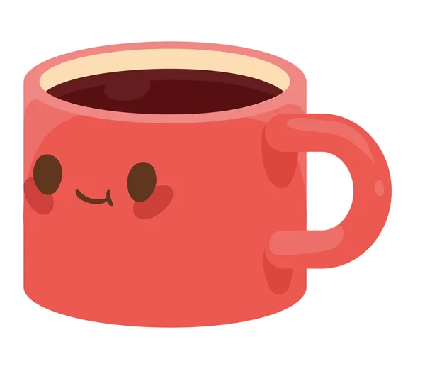 Kawaii Kırmızı Kahve Fincanı Karakteri — Stok Vektör