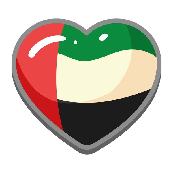Bandera Emiratos Árabes Unidos Corazón — Vector de stock