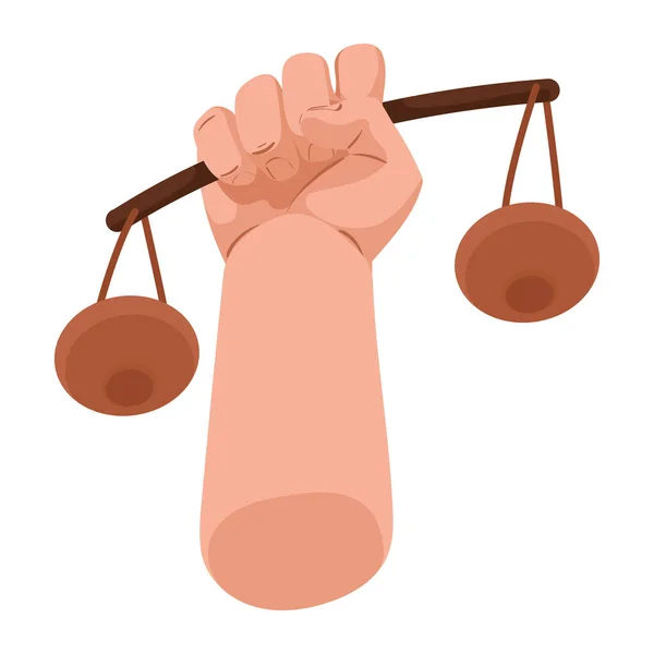 Mão Levantando Ícone Equilíbrio Justiça — Vetor de Stock