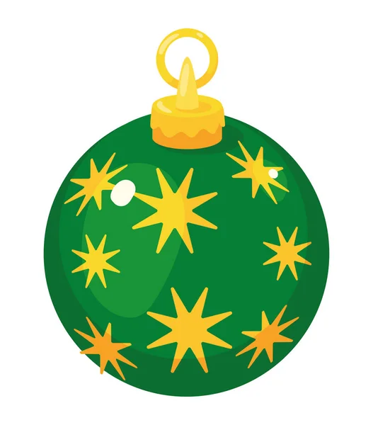 Рождественский Зеленый Шар Висит Украшения — стоковый вектор