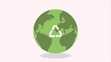 Dünya gezegenindeki ok sembollerini geri dönüştür, 4k video animasyonu