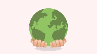 Dünya gezegeniyle eller, 4k video animasyonu