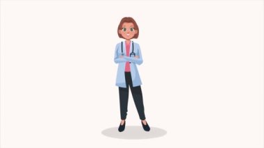 Sarışın kadın doktor profesyonel animasyon, 4k video animasyonu