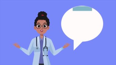 Afro kadın doktor animasyonu, 4k video animasyonu