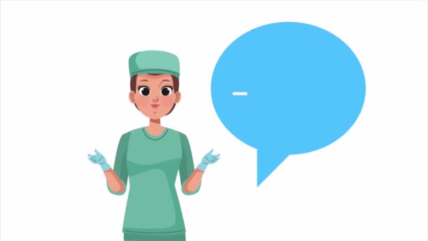 Kobieta Chirurg Lekarz Postać Wideo Animowane — Wideo stockowe