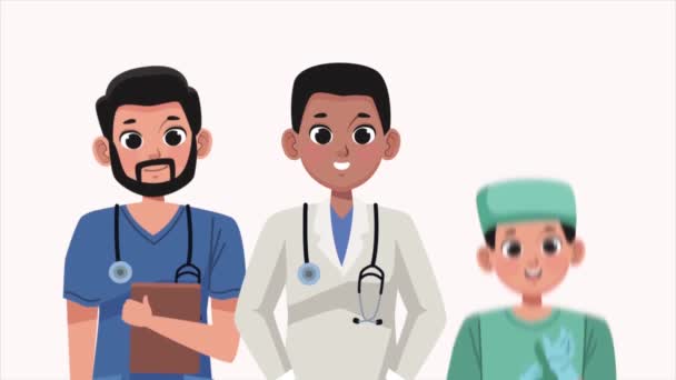 Profesjonalni Lekarze Animacja Pracowników Animacja Wideo — Wideo stockowe