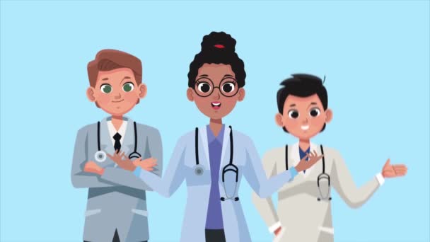 Staff Professionals Doctors Animation Video Animated — Stock Video