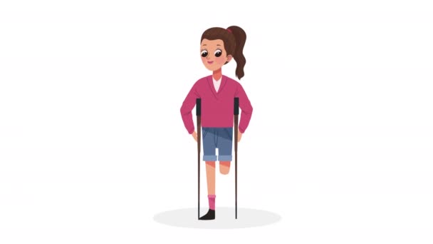 Invalidní Žena Berlích Charakter Video Animované — Stock video